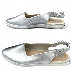 Keds Point Slingback Washed Metallic Leather Comfort Shoes NWOT Women's Size 8M
